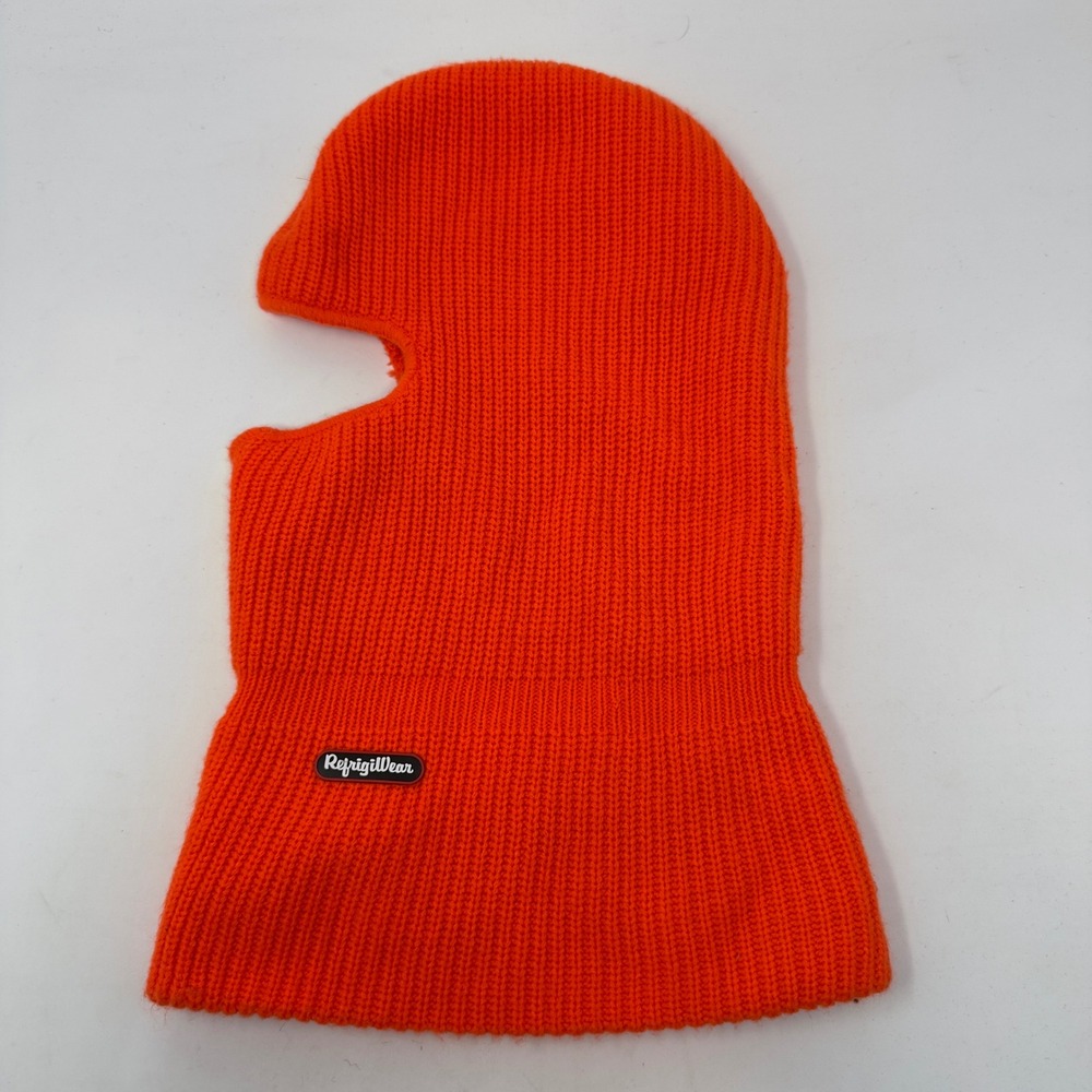 RefrigiWear Blaze Orange Knit Balaclava Face Mask High Visibility Winter Gear‎